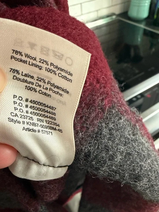 Aritzia Wilfred Free Off Duty Jacket | Wool | Burgundy grey plaid sz xxs - Picture 5 of 6